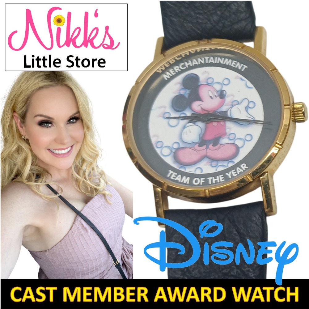 Vintage Disney 2000 Merchantainment Cast Member Award‎ Wrist Watch, Leather Band